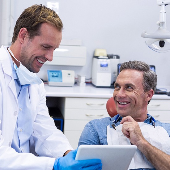 Man at dentist for dental crown in Grand Island