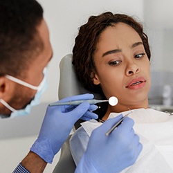 Woman afraid of the dentist