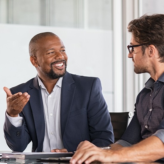 two men talking