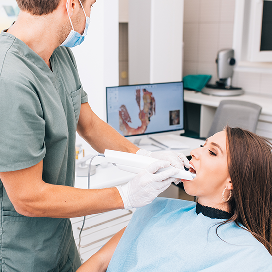 woman in cone beam scanner