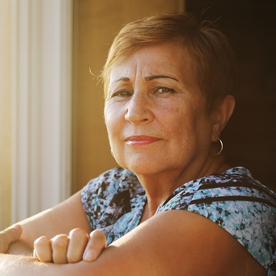 woman looking at camera