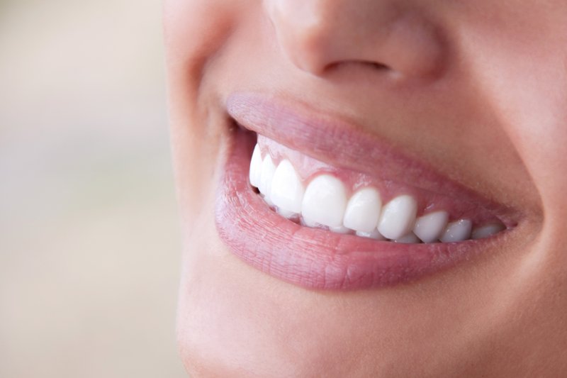 Closeup of a beautiful smile with veneers